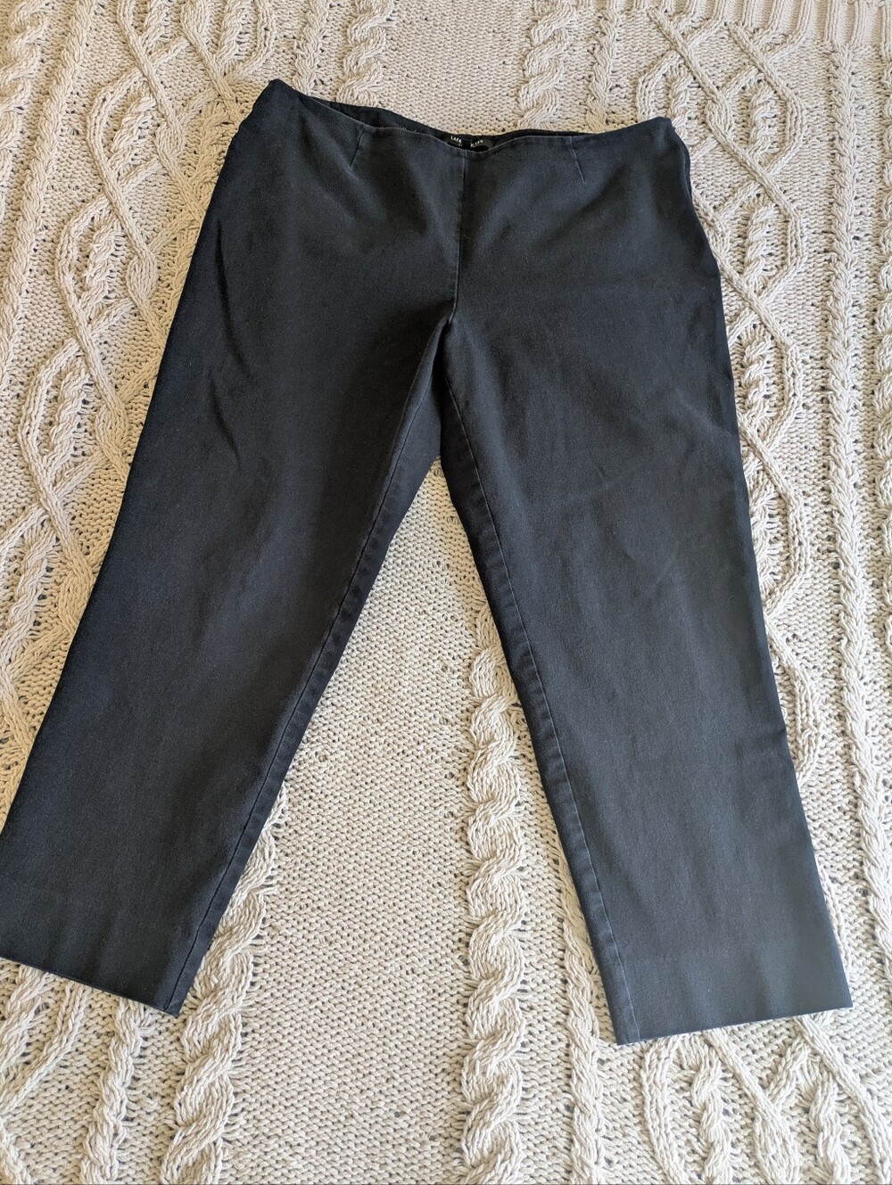 Lafayette 148 Black Cropped Cotton Slacks Sz 14